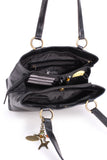 CATWALK COLLECTION HANDBAGS - Women's Large Vintage Leather Tote / Shoulder Bag - BELLSTONE - Black