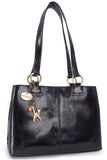 CATWALK COLLECTION HANDBAGS - Women's Large Vintage Leather Tote / Shoulder Bag - BELLSTONE - Black