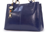 CATWALK COLLECTION HANDBAGS - Women's Large Vintage Leather Tote / Shoulder Bag - BELLSTONE - Blue