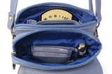 CATWALK COLLECTION HANDBAGS - Women's Leather Phone Bag - Flapover Crossbody Bag - Adjustable Strap - BILLIE - Blue