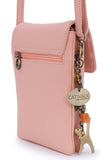 CATWALK COLLECTION HANDBAGS - Women's Leather Phone Bag - Flapover Crossbody Bag - Adjustable Strap - BILLIE - Pink