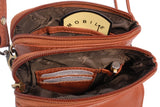 CATWALK COLLECTION HANDBAGS - Women's Leather Phone Bag - Flapover Crossbody Bag - Adjustable Strap - BILLIE - Tan