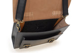 CATWALK COLLECTION HANDBAGS - Ladies Leather Work Satchel - Briefcase Messenger Bag - CANTERBURY - Black