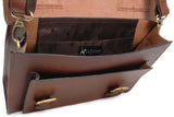 CATWALK COLLECTION HANDBAGS - Ladies Leather Work Satchel - Briefcase Messenger Bag - CANTERBURY - Brown