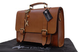 CATWALK COLLECTION HANDBAGS - Ladies Leather Work Satchel - Briefcase Messenger Bag - CANTERBURY - Tan
