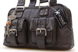 CATWALK COLLECTION HANDBAGS - Women's Leather Top Handle / Shoulder Bag - CAROLINE - Dark Brown