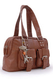 CATWALK COLLECTION HANDBAGS - Women's Leather Top Handle / Shoulder Bag - CAROLINE - Tan