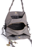 CATWALK COLLECTION HANDBAGS - Women's Leather Tote / Shoulder Bag - CAZ - Grey