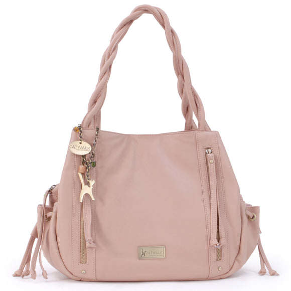 CATWALK COLLECTION HANDBAGS - Women's Leather Tote / Shoulder Bag - CAZ - Pastel Pink