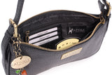 CATWALK COLLECTION HANDBAGS - Women's Small Shoulder Bag - Baguette Bag - Leather Mock Croc - Adjustable Strap - CELINE - Black