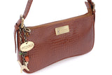 CATWALK COLLECTION HANDBAGS - Women's Small Shoulder Bag - Baguette Bag - Leather Mock Croc - Adjustable Strap - CELINE - Brown