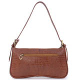 CATWALK COLLECTION HANDBAGS - Women's Small Shoulder Bag - Baguette Bag - Leather Mock Croc - Adjustable Strap - CELINE - Brown
