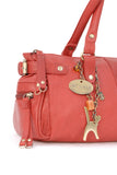 CATWALK COLLECTION HANDBAGS - Ladies Leather Padlock Top Handle / Shoulder Bag - CHANCERY - Red