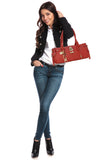 CATWALK COLLECTION HANDBAGS - Ladies Leather Padlock Top Handle / Shoulder Bag - CHANCERY - White