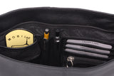 CATWALK COLLECTION HANDBAGS - Leather Crossbody Bag - Shoulder Bag For Women - Fits Kindle or Tablet - Smooth Leather and Suede - CHARLOTTE - Black