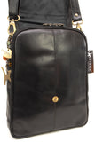 CATWALK COLLECTION HANDBAGS - Women's Leather Cross Body Messenger Bag - A4 size Business Office Work Bag - CITY - Black