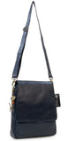 CATWALK COLLECTION HANDBAGS - Women's Leather Cross Body Messenger Bag - A4 size Business Office Work Bag - CITY - Blue
