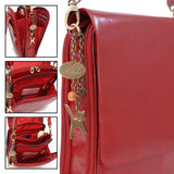 CATWALK COLLECTION HANDBAGS - Women's Leather Cross Body Messenger Bag - A4 size Business Office Work Bag - CITY - Red