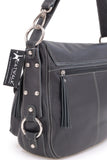 CATWALK COLLECTION HANDBAGS - Women's Large Leather Cross Body Shoulder Bag - Adjustable Shoulder Strap - COURIER - Black