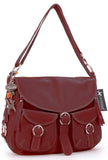 CATWALK COLLECTION HANDBAGS - Women's Large Leather Cross Body Shoulder Bag - Adjustable Shoulder Strap - COURIER - Burgundy