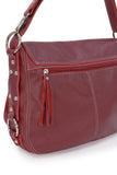CATWALK COLLECTION HANDBAGS - Women's Large Leather Cross Body Shoulder Bag - Adjustable Shoulder Strap - COURIER - Red