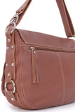 CATWALK COLLECTION HANDBAGS - Women's Large Leather Cross Body Shoulder Bag - Adjustable Shoulder Strap - COURIER - Tan