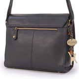 CATWALK COLLECTION HANDBAGS - Women's Shoulder Bag / Flapover Bag / Crossbody Bag - fits iPad or Tablet - Vintage Leather - DIANA - Black