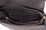 CATWALK COLLECTION HANDBAGS - Women's Shoulder Bag / Flapover Bag / Crossbody Bag - fits iPad or Tablet - Vintage Leather - DIANA - Black