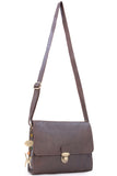 CATWALK COLLECTION HANDBAGS - Women's Shoulder Bag / Flapover Bag / Crossbody Bag - fits iPad or Tablet - Vintage Leather - DIANA - Brown