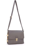 CATWALK COLLECTION HANDBAGS - Women's Shoulder Bag / Flapover Bag / Crossbody Bag - fits iPad or Tablet - Vintage Leather - DIANA- Grey