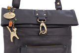 CATWALK COLLECTION HANDBAGS - Ladies Leather Cross Body Bag - Adjustable Shoulder Strap - DISPATCH - Black