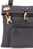 CATWALK COLLECTION HANDBAGS - Ladies Leather Cross Body Bag - Adjustable Shoulder Strap - DISPATCH - Black