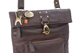 CATWALK COLLECTION HANDBAGS - Ladies Leather Cross Body Bag - Adjustable Shoulder Strap - DISPATCH - Dark Brown