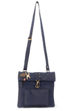 CATWALK COLLECTION HANDBAGS - Ladies Leather Cross Body Bag - Adjustable Shoulder Strap - DISPATCH - Dark Blue / Navy