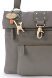 CATWALK COLLECTION HANDBAGS - Ladies Leather Cross Body Bag - Adjustable Shoulder Strap - DISPATCH - Grey