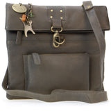 CATWALK COLLECTION HANDBAGS - Ladies Leather Cross Body Bag - Adjustable Shoulder Strap - DISPATCH - Charcoal