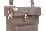 CATWALK COLLECTION HANDBAGS - Ladies Leather Cross Body Bag - Adjustable Shoulder Strap - DISPATCH - Latte