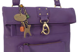 CATWALK COLLECTION HANDBAGS - Ladies Leather Cross Body Bag - Adjustable Shoulder Strap - DISPATCH - Purple