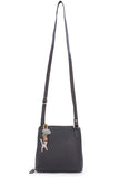 CATWALK COLLECTION HANDBAGS - Women's Medium Leather Cross Body Bag /Shoulder Bag with Long Adjustable Strap - ELEANOR - Black