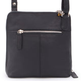 CATWALK COLLECTION HANDBAGS - Women's Medium Leather Cross Body Bag /Shoulder Bag with Long Adjustable Strap - ELEANOR - Black