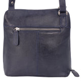 CATWALK COLLECTION HANDBAGS - Women's Medium Leather Cross Body Bag /Shoulder Bag with Long Adjustable Strap - ELEANOR - Blue
