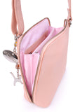 CATWALK COLLECTION HANDBAGS - Women's Medium Leather Cross Body Bag /Shoulder Bag with Long Adjustable Strap - ELEANOR - Pink