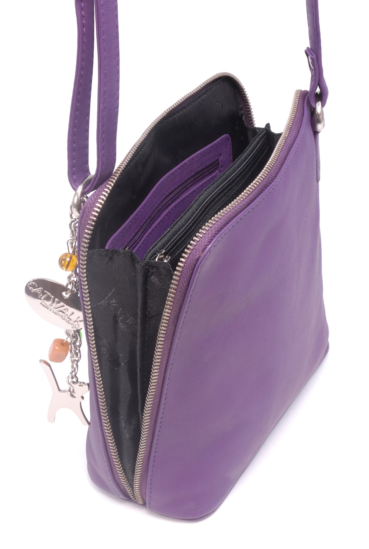 Purple leather clearance crossbody purse