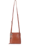 CATWALK COLLECTION HANDBAGS - Women's Medium Leather Cross Body Bag /Shoulder Bag with Long Adjustable Strap - ELEANOR - Tan