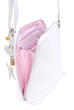 CATWALK COLLECTION HANDBAGS - Women's Medium Leather Cross Body Bag /Shoulder Bag with Long Adjustable Strap - ELEANOR - White