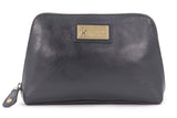 CATWALK COLLECTION HANDBAGS -  Women's Vintage Leather Cosmetic Clutch / Makeup Pouch / Travel Beauty Bag - EMMA - Black