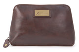CATWALK COLLECTION HANDBAGS -  Women's Vintage Leather Cosmetic Clutch / Makeup Pouch / Travel Beauty Bag - EMMA - Brown