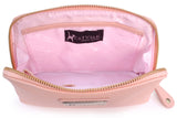 CATWALK COLLECTION HANDBAGS - Women's Vintage Leather Cosmetic Clutch / Makeup Pouch / Travel Beauty Bag - EMMA - Pink