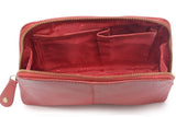 CATWALK COLLECTION HANDBAGS -  Women's Vintage Leather Cosmetic Clutch / Makeup Pouch / Travel Beauty Bag - EMMA - Red