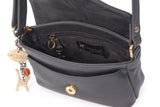 CATWALK COLLECTION HANDBAGS - Women's Leather Crossbody Bag - Flapover Shoulder Bag - Adjustable Strap - ERIN - Black